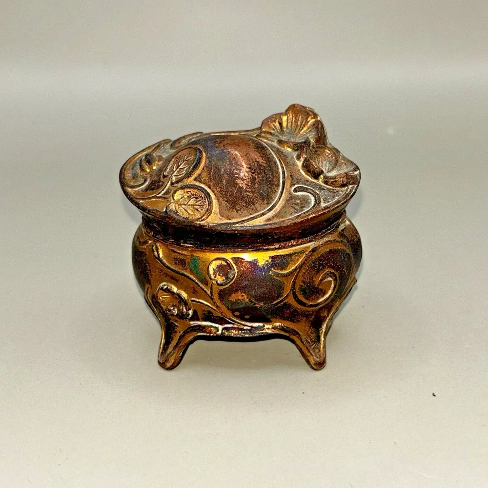 Antique Golden Art Nouveau Jewelry Casket Box